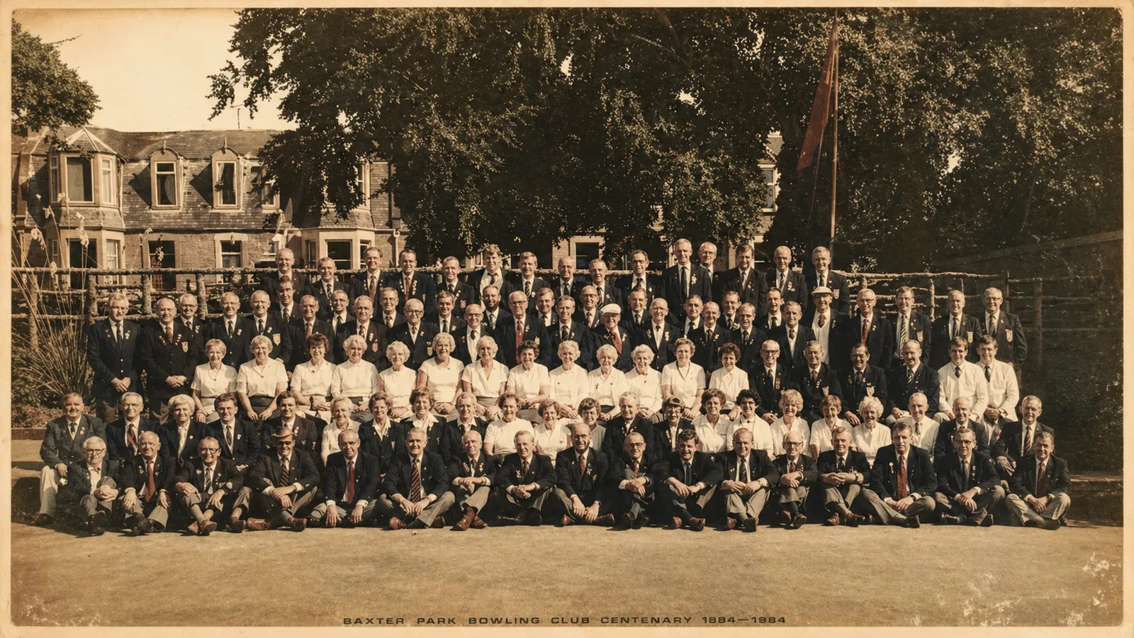 Baxter Park Bowling Club centenary portrait, 1884–1984
